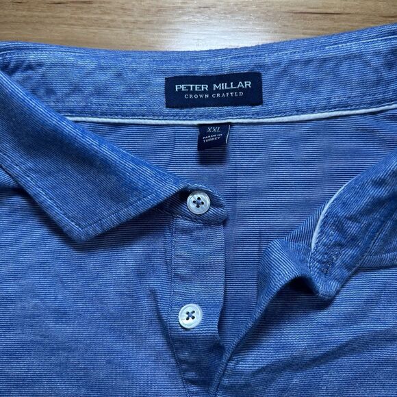 Peter Millar Polo Shirt Mens 2XL Blue Crown Crafted Golf Adult - Picture 2 of 4